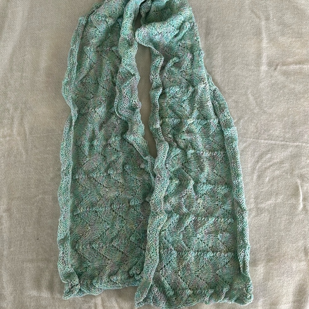 Hand-knit scarf in pastels